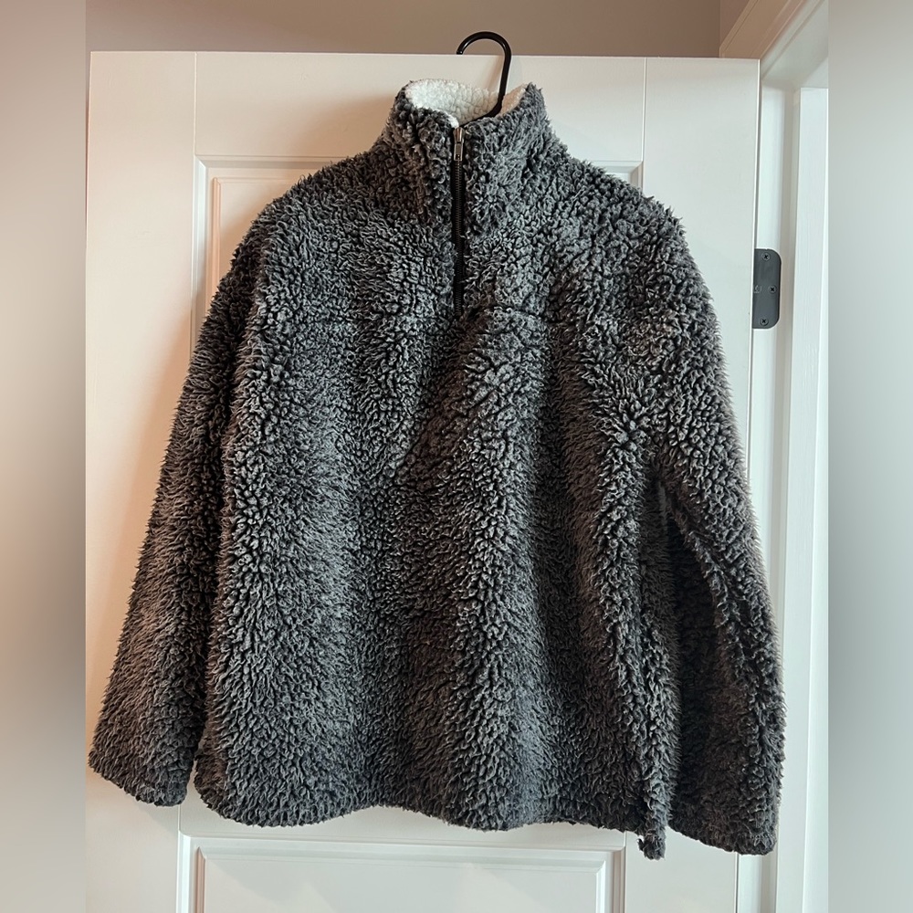 Peach Love Gray Sherpa pullover